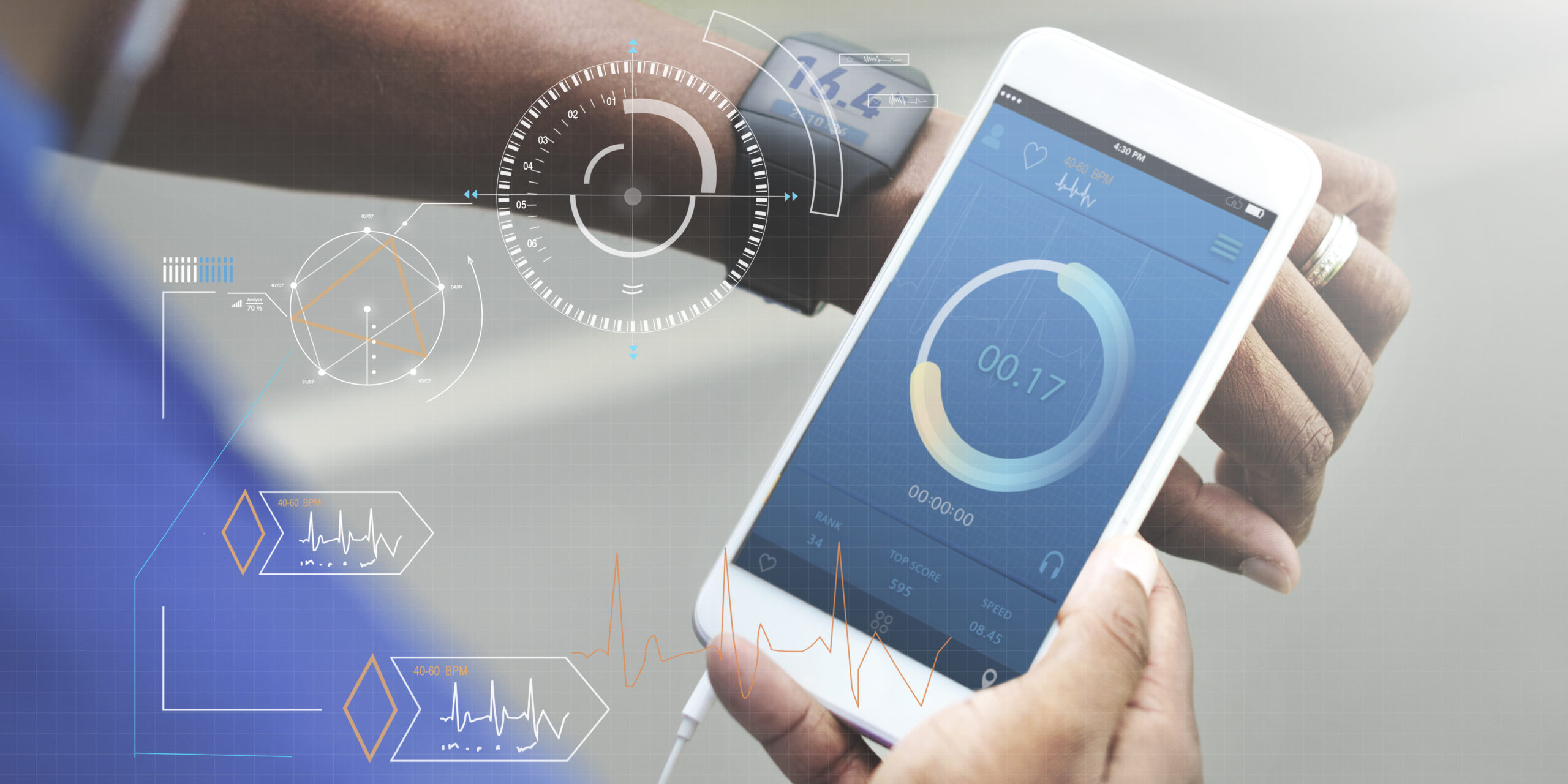 Fitness Tech Healthcare Wellness Innovation Concept Fitness tech healthcare sensors and tracking